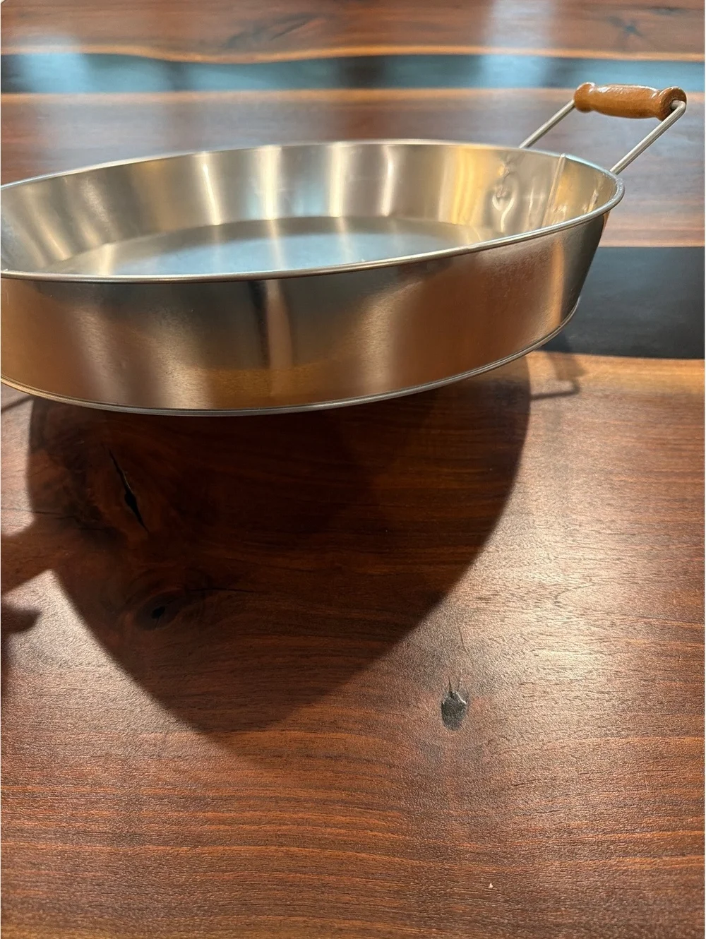 Spritz Metal Tray with Wood Handles, 14 in Diameter